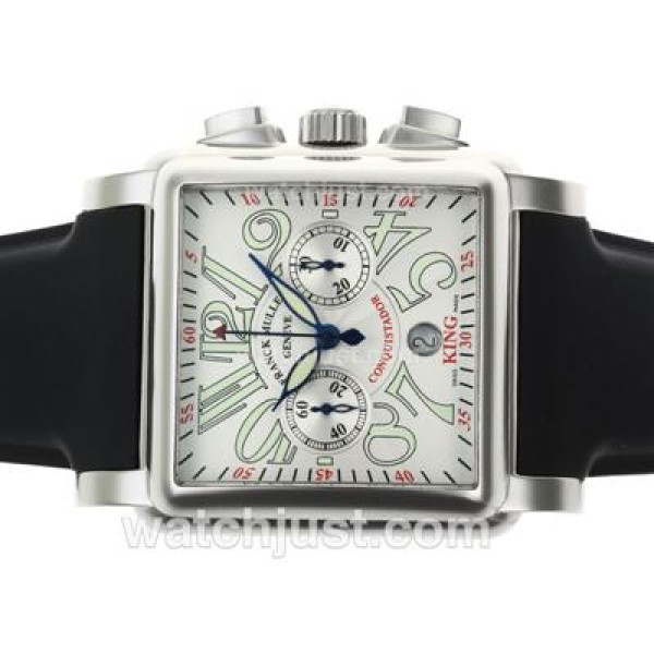 Franck Muller Conquistador Chronograph Swiss Valjoux 7750 Movement with White Dial-Rubber Strap