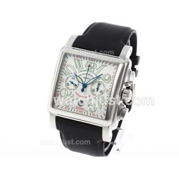 Franck Muller Conquistador Chronograph Swiss Valjoux 7750 Movement with White Dial-Rubber Strap
