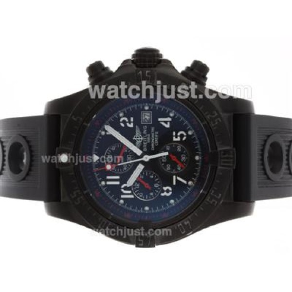 Breitling Skyland Avenger Working Chronograph PVD Case with Black Dial-Rubber Strap