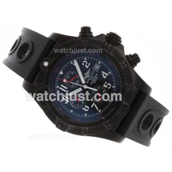Breitling Skyland Avenger Working Chronograph PVD Case with Black Dial-Rubber Strap