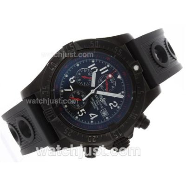 Breitling Skyland Avenger Working Chronograph PVD Case with Black Dial-Rubber Strap