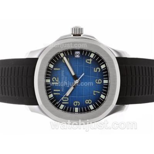Patek Philippe Nautilus Swiss ETA 2836 Movement with Blue Dial-Rubber Strap