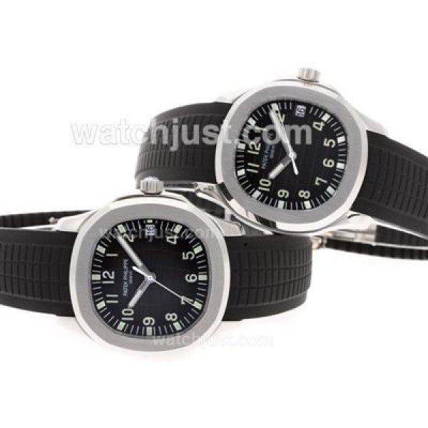 Patek Philippe Nautilus Swiss ETA 2836 Movement with Black Dial Green Marking-Rubber Strap