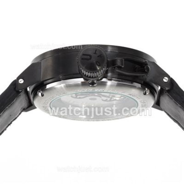 U-Boat Italo Fontana Automatic PVD Case Black Dial with White Markers-Leather Strap
