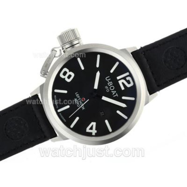 U-Boat Italo Fontana Automatic Black Dial with White Markers-Leather Strap