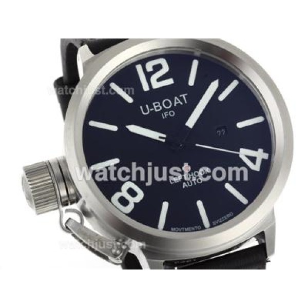 U-Boat Italo Fontana Automatic Black Dial with White Markers-Leather Strap