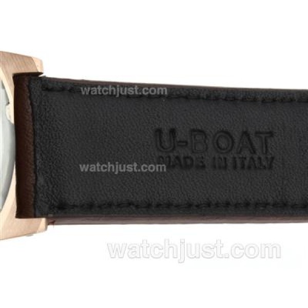 U-Boat Italo Fontana Working Chronograph Rose Gold Case Black Dial with White Markers-Leather Strap