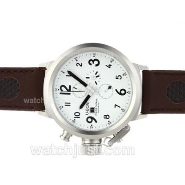U-Boat Italo Fontana Working Chronograph White Dial with Black Markers-Leather Strap