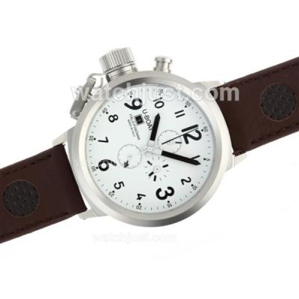 U-Boat Italo Fontana Working Chronograph White Dial with Black Markers-Leather Strap