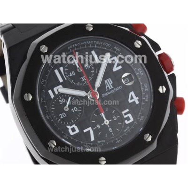 Audemars Piguet Royal Oak Offshore Chrono Swiss Valjoux 7750 Movement PVD Case with Black Dial-Leather Strap