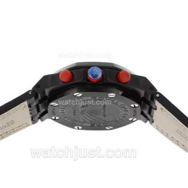 Audemars Piguet Royal Oak Offshore Chrono Swiss Valjoux 7750 Movement PVD Case with Black Dial-Leather Strap