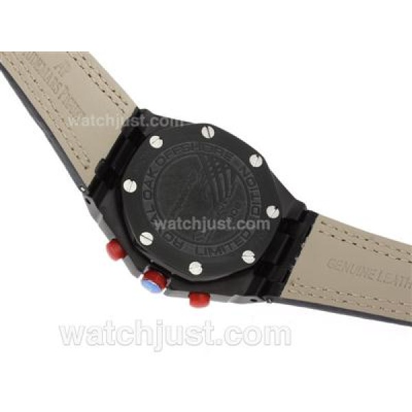 Audemars Piguet Royal Oak Offshore Chrono Swiss Valjoux 7750 Movement PVD Case with Black Dial-Leather Strap