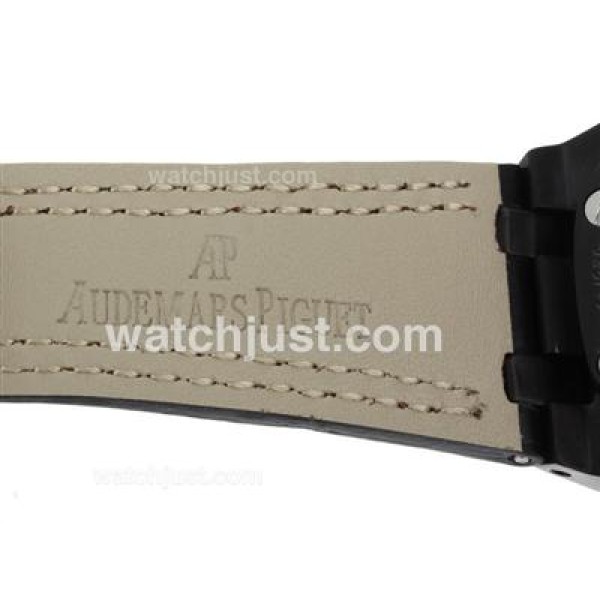 Audemars Piguet Royal Oak Offshore Chrono Swiss Valjoux 7750 Movement PVD Case with Black Dial-Leather Strap