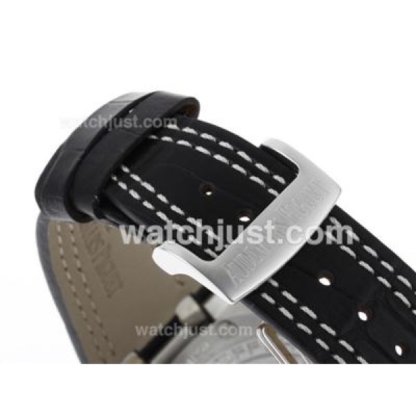 Audemars Piguet Royal Oak Offshore Chrono Swiss Valjoux 7750 Movement PVD Bezel with Black Dial-Leather Strap