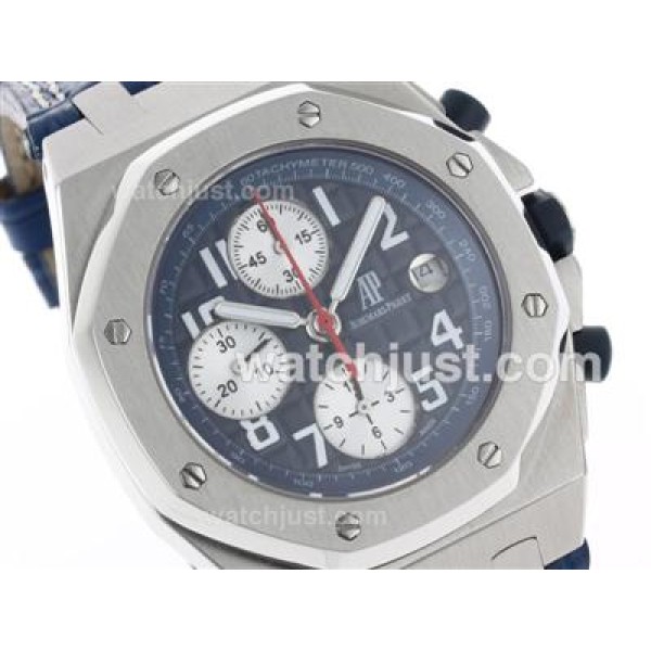 Audemars Piguet Royal Oak Offshore Chrono Swiss Valjoux 7750 Movement with Blue Dial-Leather Strap