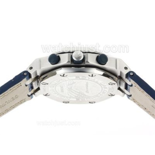 Audemars Piguet Royal Oak Offshore Chrono Swiss Valjoux 7750 Movement with Blue Dial-Leather Strap