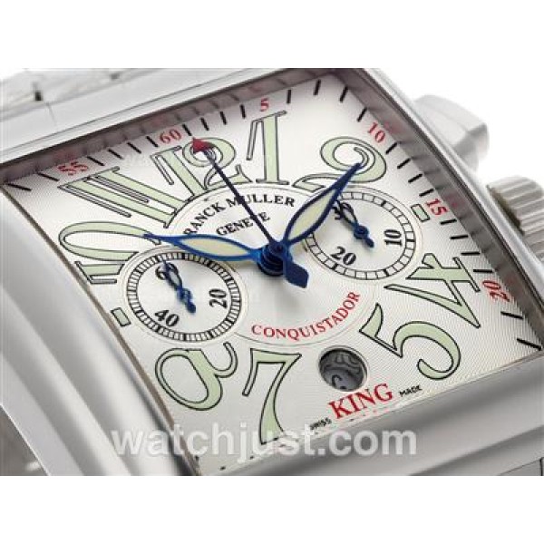 Franck Muller Conquistador King Chronograph Swiss Valjoux 7750 Movement with White Dial S/S