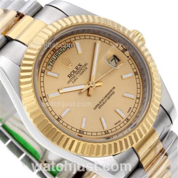 Best Quality Rolex Day-Date II Replica Watches With Golden Dials For Sale