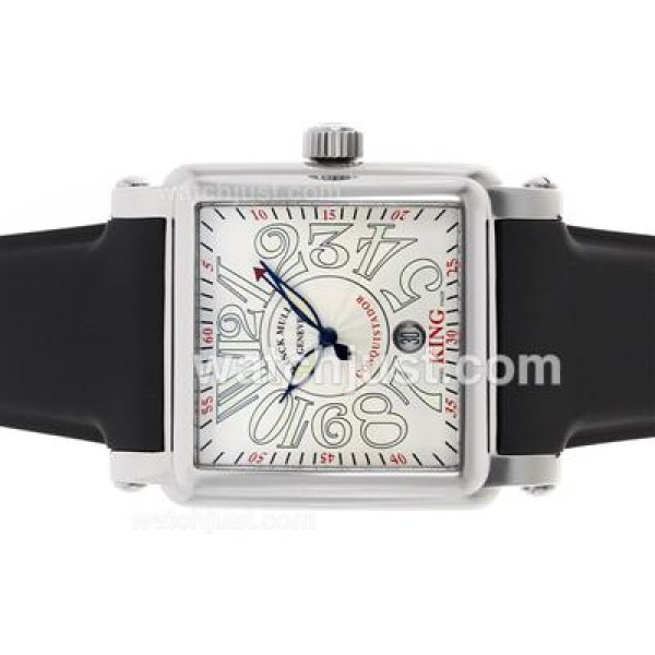 Franck Muller Conquistador King Swiss ETA 2824 Movement with White Dial-Rubber Strap