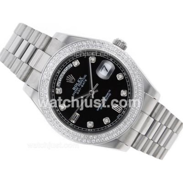 Best Quality Rolex Day-Date II Replica Watches With Black Dials For Sale