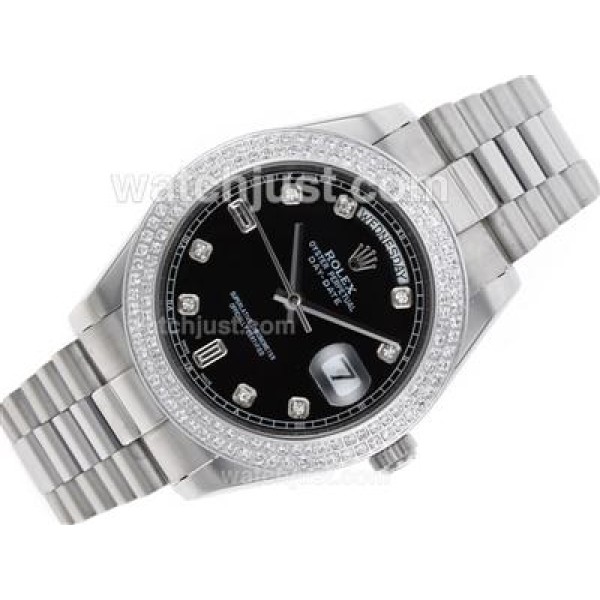 Best Quality Rolex Day-Date II Replica Watches With Black Dials For Sale