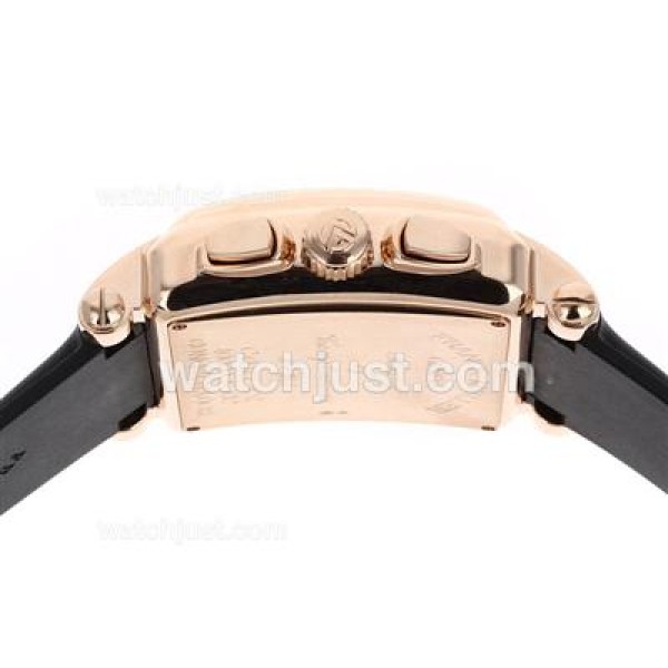 Franck Muller Conquistador King Swiss Valjoux 7750 Movement Rose Gold Case with Black Dial-Rubber Strap