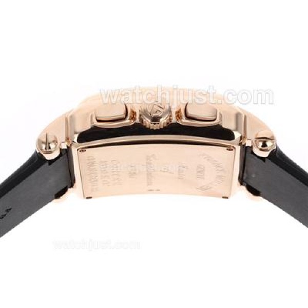 Franck Muller Conquistador King Swiss Valjoux 7750 Movement Rose Gold Case with White Dial-Rubber Strap