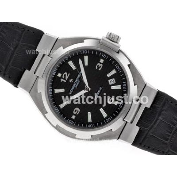 Vacheron Constantin Overseas Swiss ETA 2836 Movement with Black Dial-Leather Strap-1:1 Version