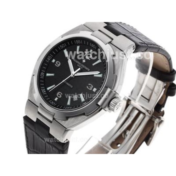 Vacheron Constantin Overseas Swiss ETA 2836 Movement with Black Dial-Leather Strap-1:1 Version