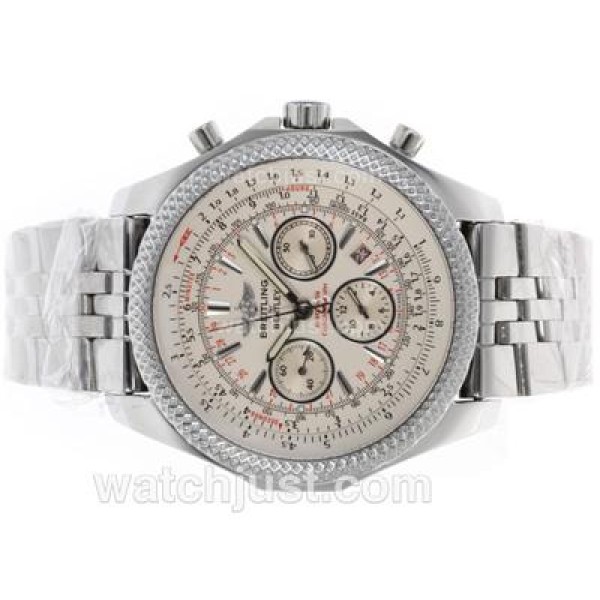 Breitling for Bentley 30s Chronograph Swiss Valjoux 7750 Movement with White Dial S/S