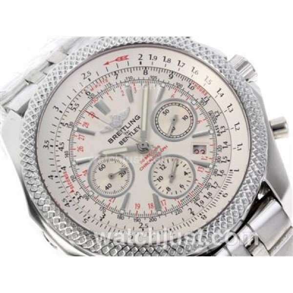 Breitling for Bentley 30s Chronograph Swiss Valjoux 7750 Movement with White Dial S/S