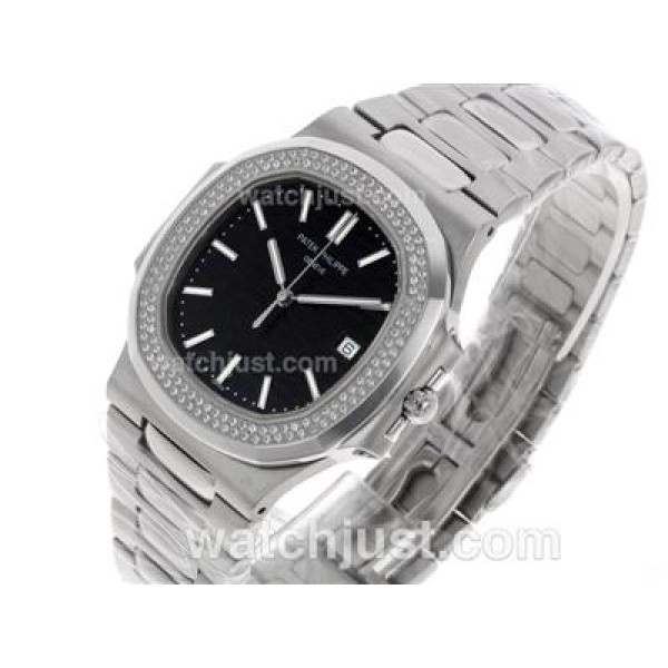 Patek Philippe Nautilus Swiss ETA 2836 Movement Diamond Bezel with Black Dial S/S