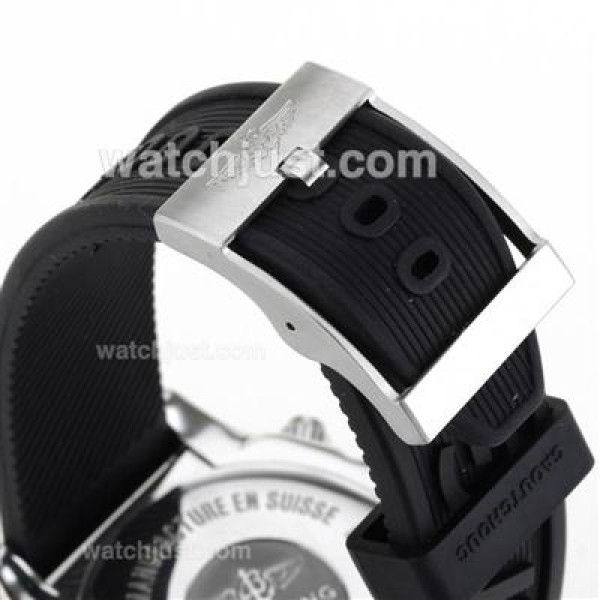 Breitling Chronomat B01 Swiss Valjoux 7750 Movement Roman Markers with Black Dial-Rubber Strap