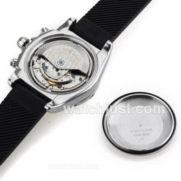 Breitling Chronomat B01 Swiss Valjoux 7750 Movement Roman Markers with Black Dial-Rubber Strap