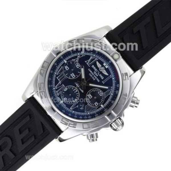 Breitling Chronomat B01 Swiss Valjoux 7750 Movement Roman Markers with Black Dial-Rubber Strap