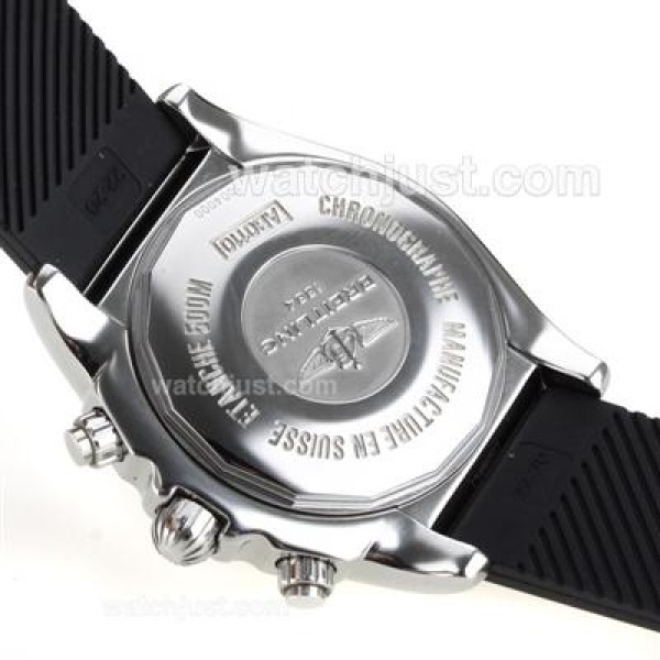 Breitling Chronomat B01 Swiss Valjoux 7750 Movement Roman Markers with Black Dial-Rubber Strap