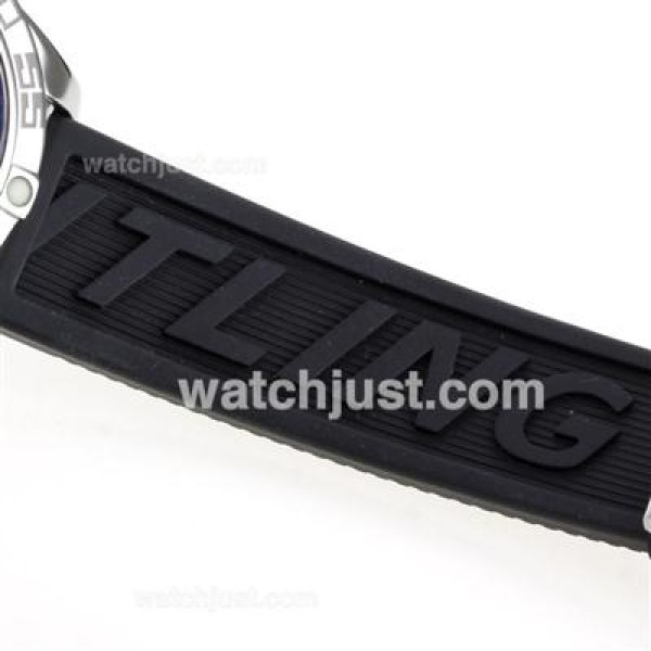 Breitling Chronomat B01 Swiss Valjoux 7750 Movement Roman Markers with Black Dial-Rubber Strap