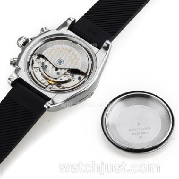 Breitling Chronomat B01 Swiss Valjoux 7750 Movement Roman Markers with Bugundy Red Dial-Rubber Strap