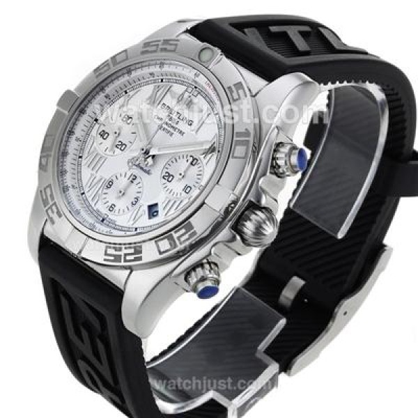 Breitling Chronomat B01 Swiss Valjoux 7750 Movement Roman Markers with White Dial-Rubber Strap