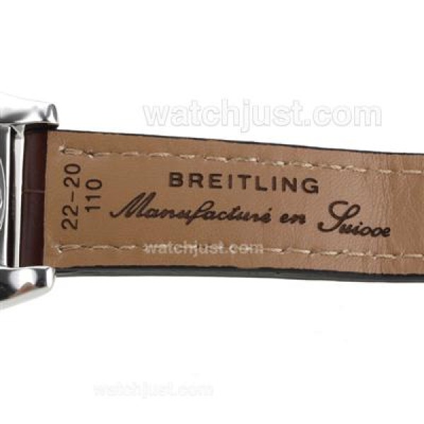 Breitling Chronomat B01 Swiss Valjoux 7750 Movement Stick Markers with Graphite Dial-Leather Strap
