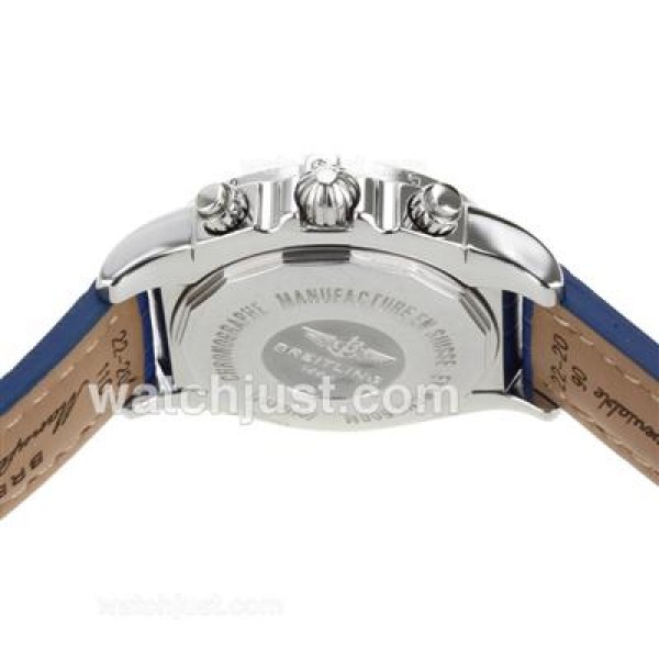 Breitling Chronomat B01 Swiss Valjoux 7750 Movement Stick Markers with Blue Dial-Leather Strap