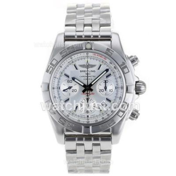 Breitling Chronomat B01 Swiss Valjoux 7750 Movement Stick Markers with White Dial S/S