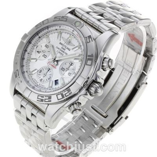Breitling Chronomat B01 Swiss Valjoux 7750 Movement Stick Markers with White Dial S/S