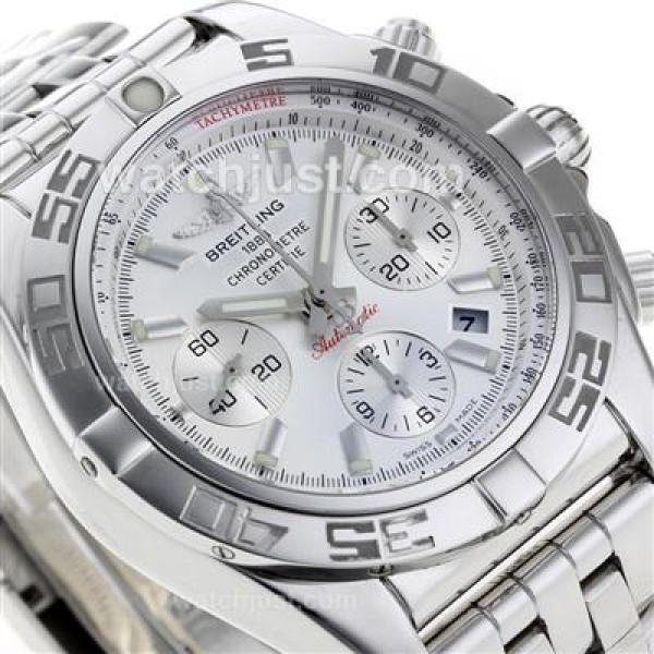 Breitling Chronomat B01 Swiss Valjoux 7750 Movement Stick Markers with White Dial S/S