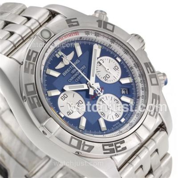 Breitling Chronomat B01 Swiss Valjoux 7750 Movement Stick Markers with Blue Dial S/S