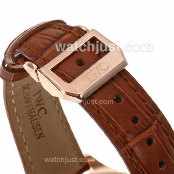 UK Perfect Replica IWC Portuguese F.A Jones Working Tourbillon Power Reserve Manual Winding Rose Gold Case with White Dial