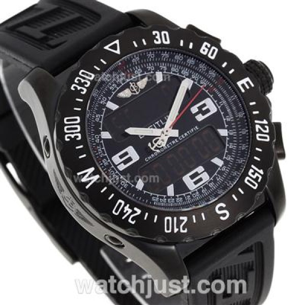 Breitling Emergency Digital Player PVD Case with Gray Dial-Rubber Strap