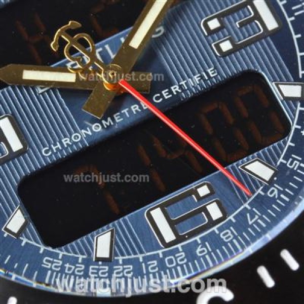 Breitling Emergency Digital Player PVD Case with Blue Dial-Rubber Strap