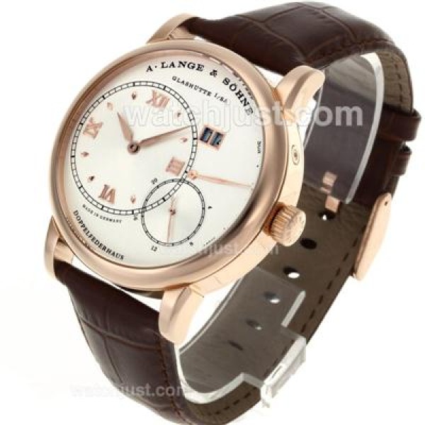 A.Lange & Sohne Lange 1 Automatic Rose Gold Case with White Dial-Leather Strap