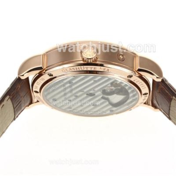 A.Lange & Sohne Lange 1 Automatic Rose Gold Case with White Dial-Leather Strap